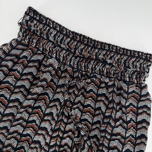 Anthropologie Jogger Pants Womens XS Black Orange Chevron Smocked Boho‎ Tassel